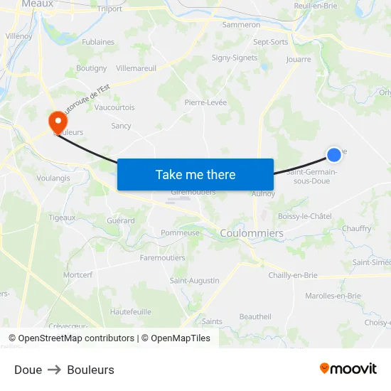Doue to Bouleurs map