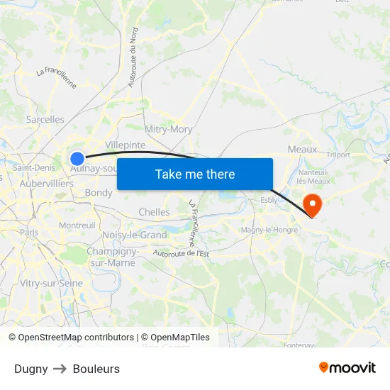 Dugny to Bouleurs map