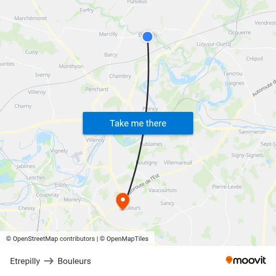 Etrepilly to Bouleurs map