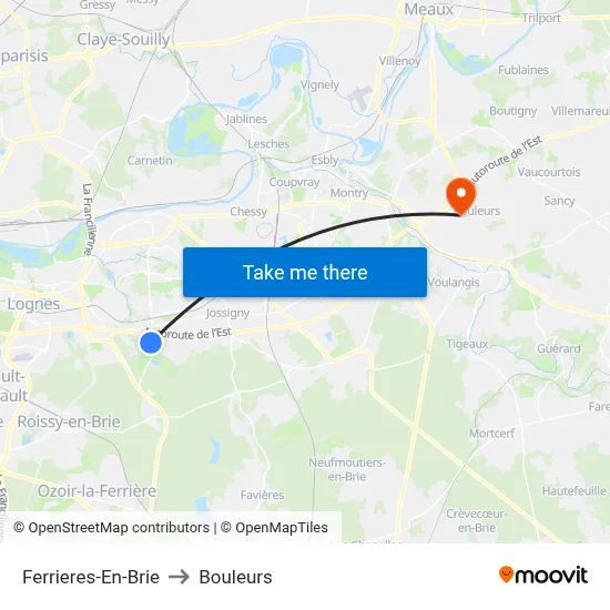 Ferrieres-En-Brie to Bouleurs map