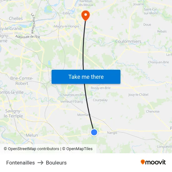 Fontenailles to Bouleurs map