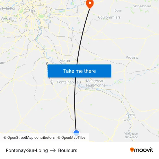 Fontenay-Sur-Loing to Bouleurs map