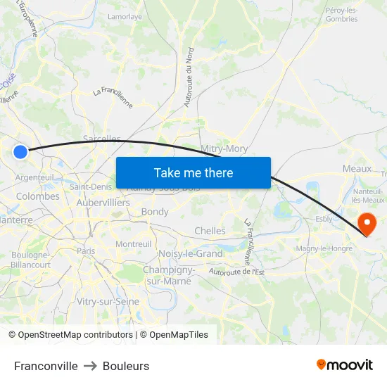 Franconville to Bouleurs map