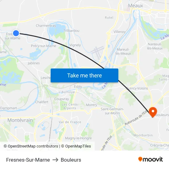 Fresnes-Sur-Marne to Bouleurs map