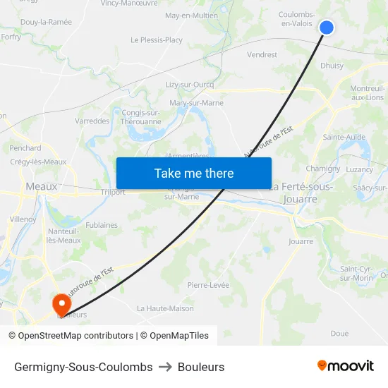 Germigny-Sous-Coulombs to Bouleurs map