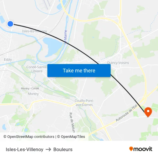 Isles-Les-Villenoy to Bouleurs map