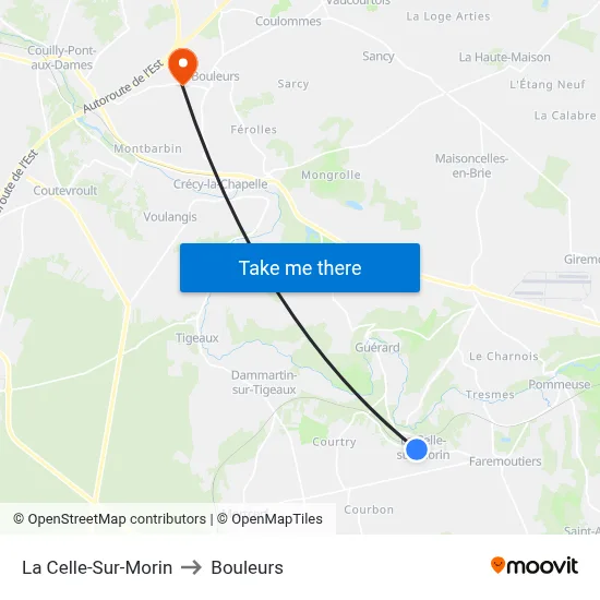 La Celle-Sur-Morin to Bouleurs map