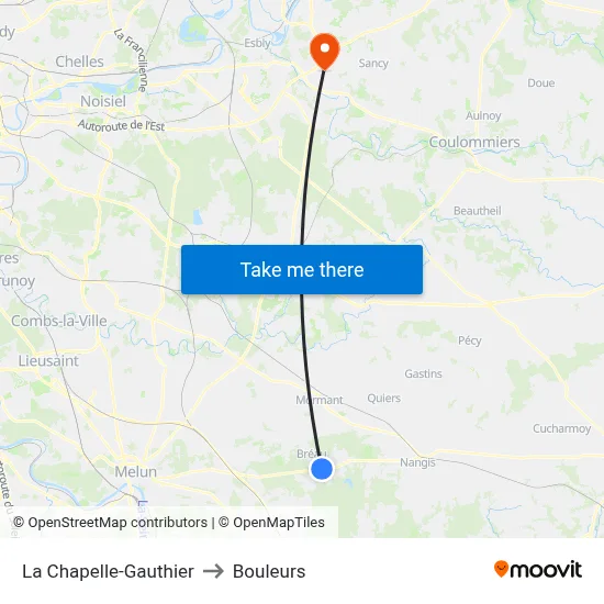 La Chapelle-Gauthier to Bouleurs map