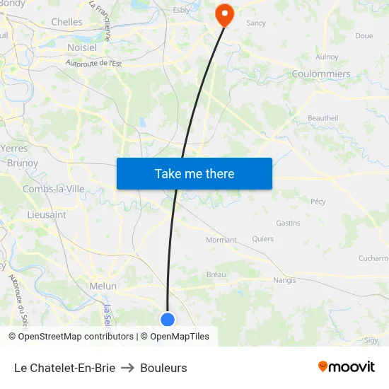 Le Chatelet-En-Brie to Bouleurs map