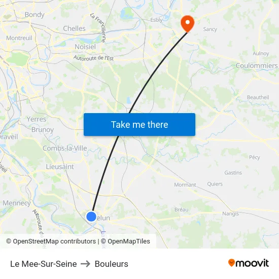 Le Mee-Sur-Seine to Bouleurs map