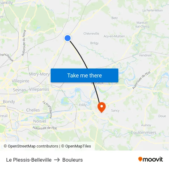 Le Plessis-Belleville to Bouleurs map