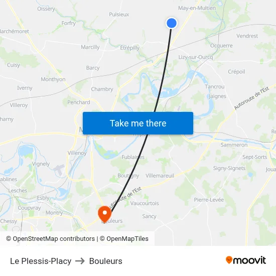 Le Plessis-Placy to Bouleurs map