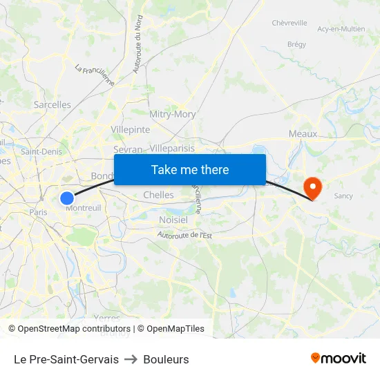 Le Pre-Saint-Gervais to Bouleurs map