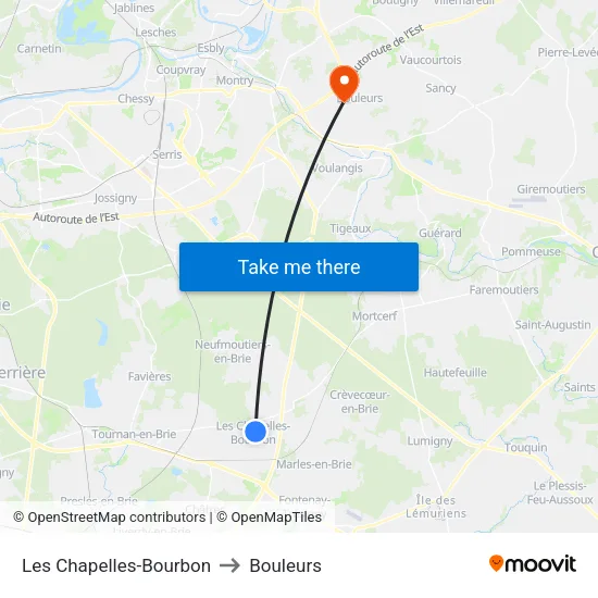 Les Chapelles-Bourbon to Bouleurs map