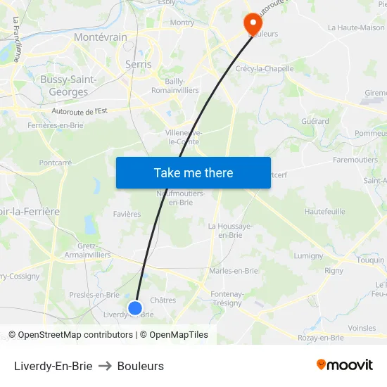 Liverdy-En-Brie to Bouleurs map