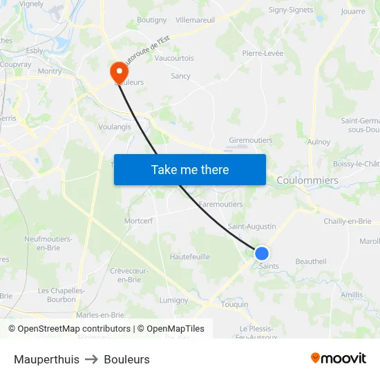 Mauperthuis to Bouleurs map