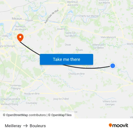 Meilleray to Bouleurs map