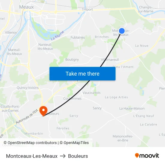 Montceaux-Les-Meaux to Bouleurs map