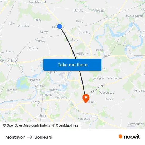Monthyon to Bouleurs map
