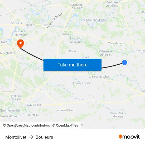 Montolivet to Bouleurs map