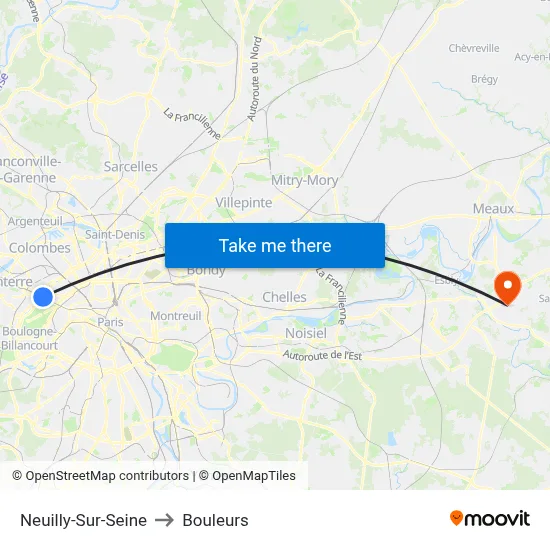 Neuilly-Sur-Seine to Bouleurs map