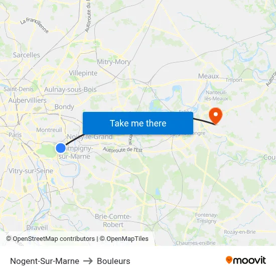 Nogent-Sur-Marne to Bouleurs map