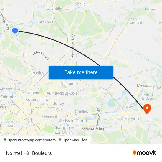 Nointel to Bouleurs map