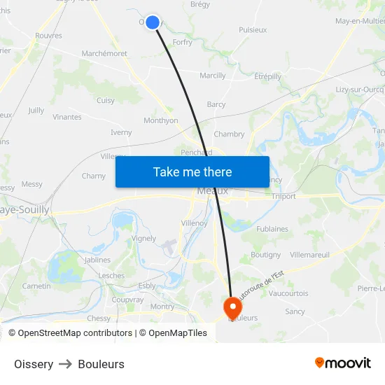 Oissery to Bouleurs map