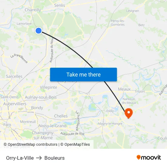 Orry-La-Ville to Bouleurs map
