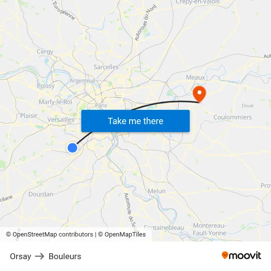 Orsay to Bouleurs map