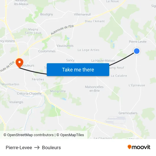 Pierre-Levee to Bouleurs map