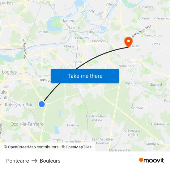 Pontcarre to Bouleurs map