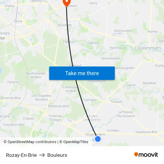 Rozay-En-Brie to Bouleurs map
