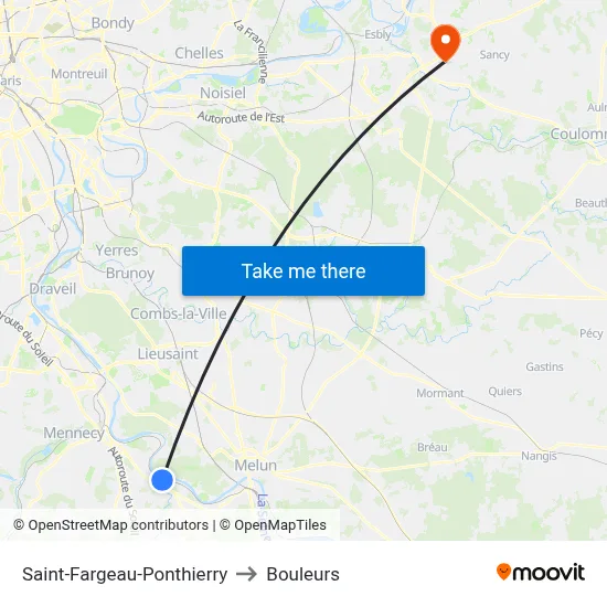 Saint-Fargeau-Ponthierry to Bouleurs map