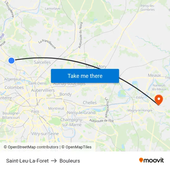 Saint-Leu-La-Foret to Bouleurs map