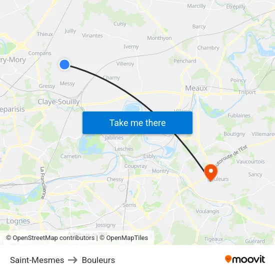 Saint-Mesmes to Bouleurs map