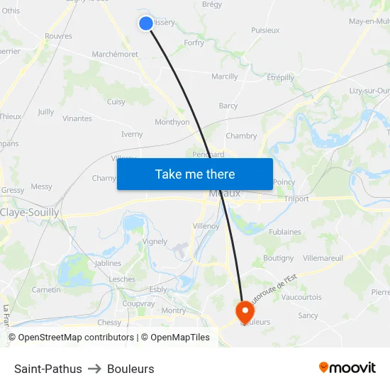 Saint-Pathus to Bouleurs map