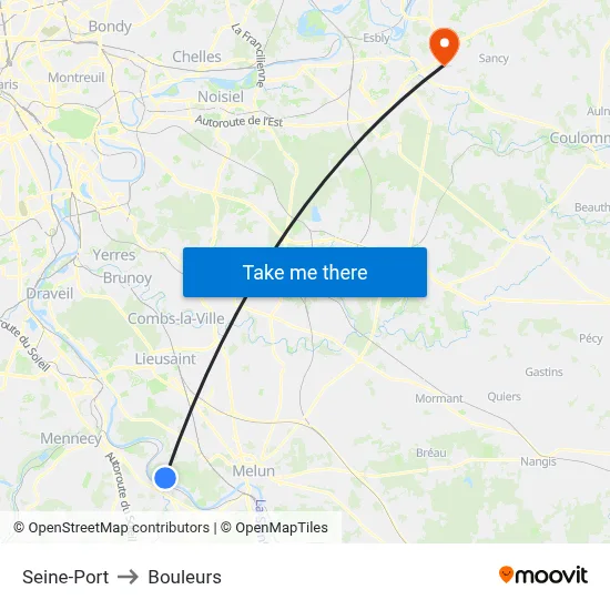 Seine-Port to Bouleurs map