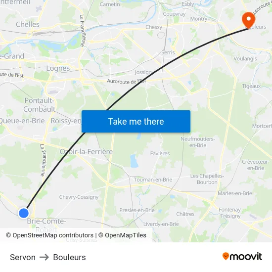 Servon to Bouleurs map
