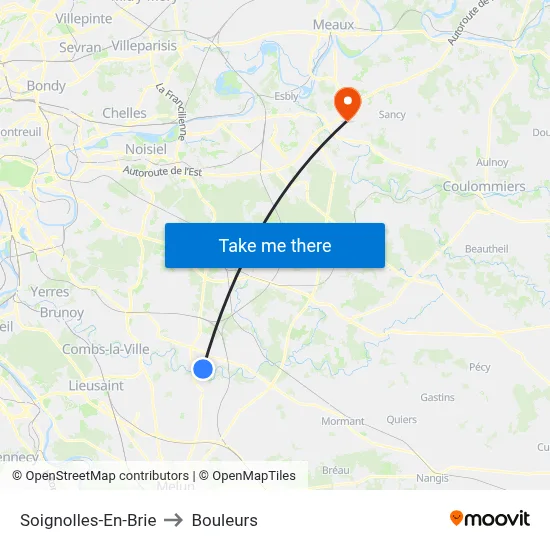 Soignolles-En-Brie to Bouleurs map
