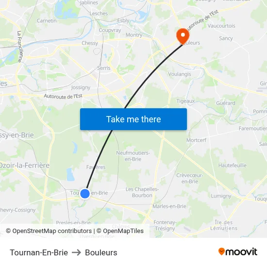 Tournan-En-Brie to Bouleurs map