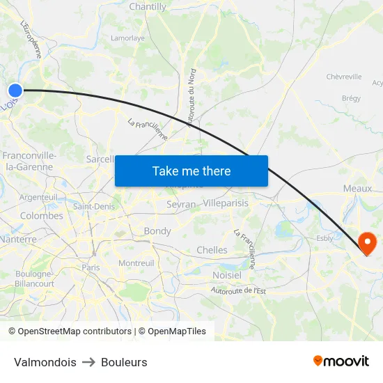 Valmondois to Bouleurs map