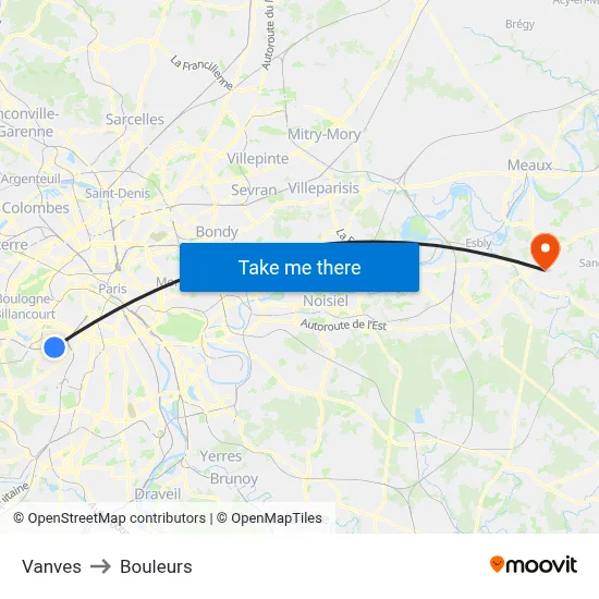 Vanves to Bouleurs map