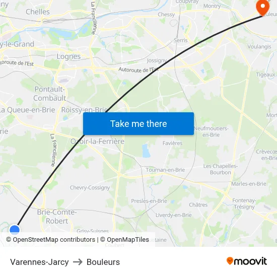 Varennes-Jarcy to Bouleurs map
