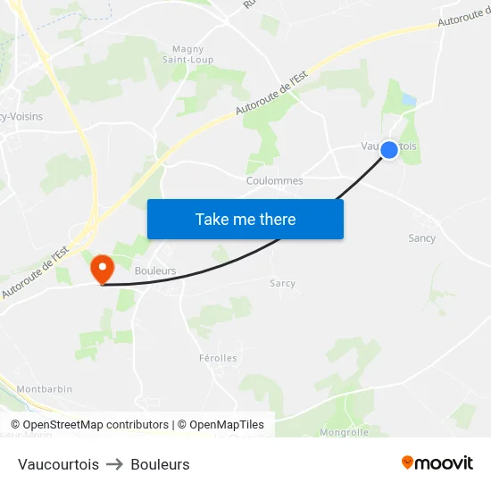 Vaucourtois to Bouleurs map