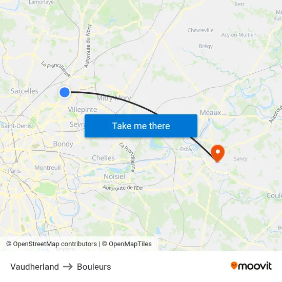 Vaudherland to Bouleurs map