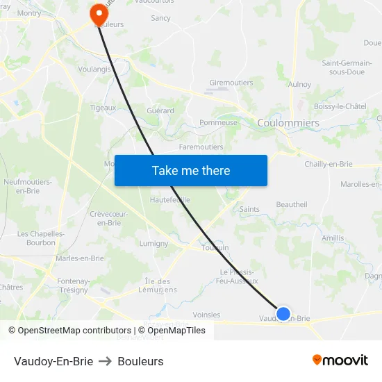 Vaudoy-En-Brie to Bouleurs map
