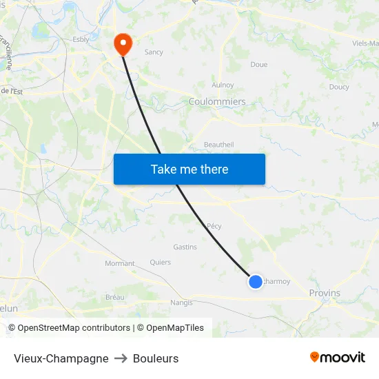 Vieux-Champagne to Bouleurs map