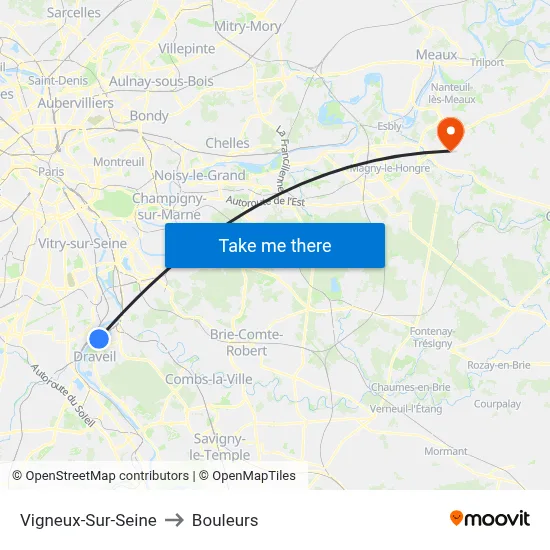 Vigneux-Sur-Seine to Bouleurs map