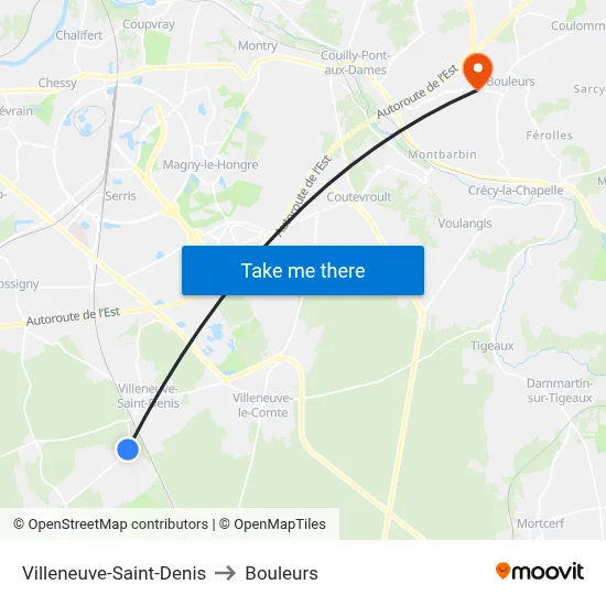 Villeneuve-Saint-Denis to Bouleurs map